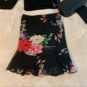 floral mini fitted pencil skirt